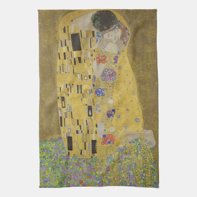 Älskare Kissing Embrace av Gustav Klimt Kökshandduk (Vertikal)