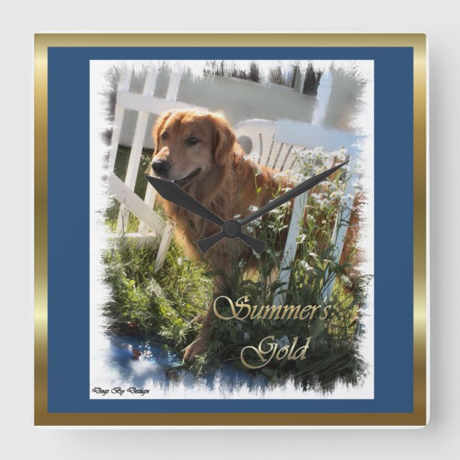Älskare konstgåvor från Golden Retriever Fyrkantig Klocka (Framsida)
