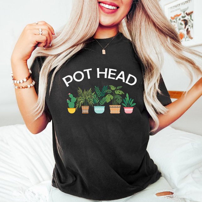  Älskare Kvinnor Black T Shirt (Funny Pot Head Gardening Lovers Women Black T-Shirt)