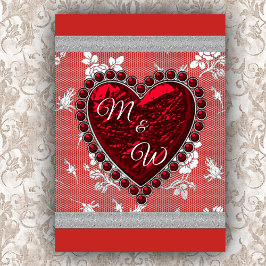 Älskare Monogram Valentine Heart Helgkort