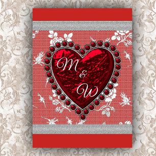 Älskare Monogram Valentine Heart Helgkort