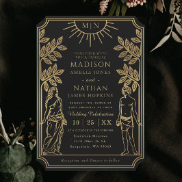 Älskare, Mystical Black Guld Tarot Card Bröllop Inbjudningar