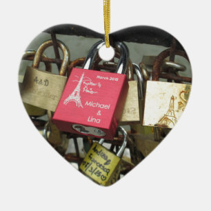 Älskare överbryggar - Paris kärlek låser, Julgransprydnad Keramik