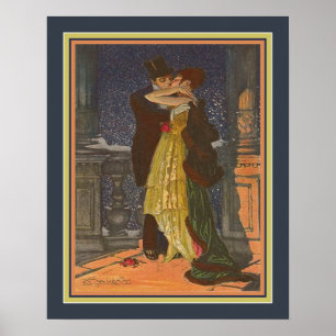"Älskare på Balkony" av Achille Mauzan Poster