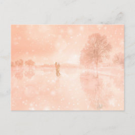 Älskare på en frusen damm helg vykort