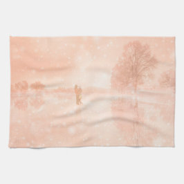 Älskare på en frusen damm kökshandduk