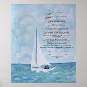 Älskare på en segelbåt Ketubah Poster