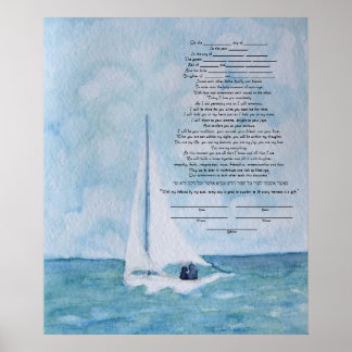 Älskare på en segelbåt Ketubah Poster