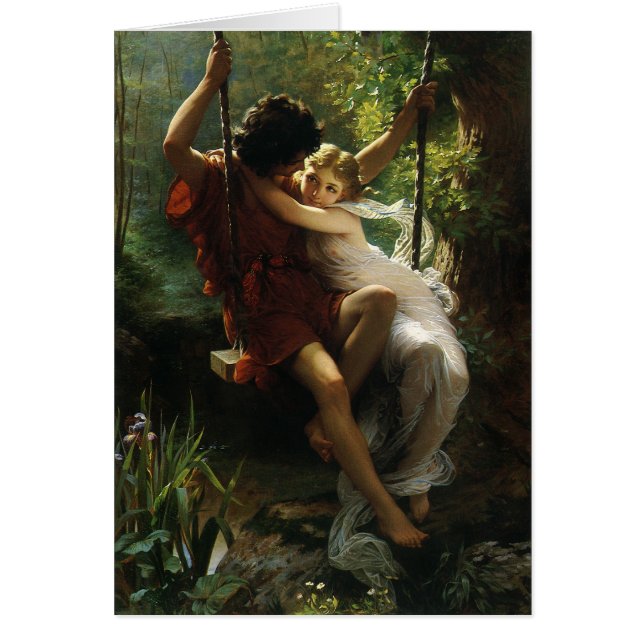 Älskare på en sväng. Vår av Pierre Auguste Cot Hälsningskort (Framsidan)