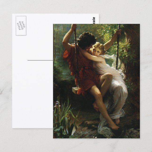 Älskare på en sväng. Vår av Pierre Auguste Cot Vykort (Fram/baksida)