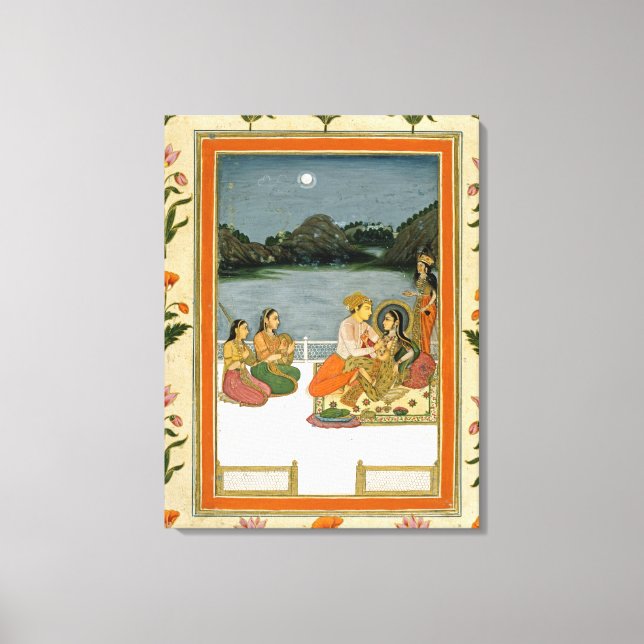 Älskare på en terrasch av ett månbelyst sjö, från  canvastryck (Framsida)