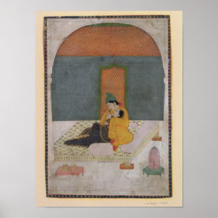 Älskare på en terrasch, Garhwal, 1780-1800 Poster