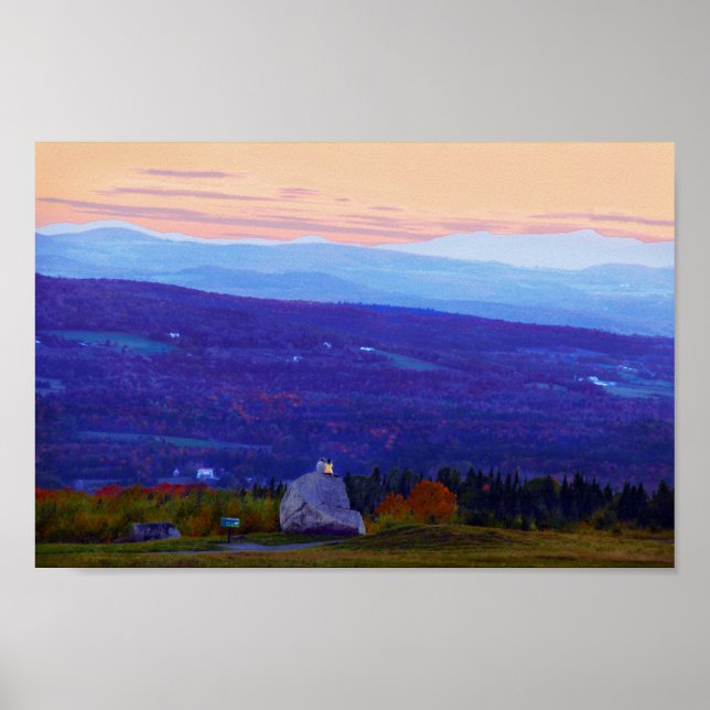 Älskare på Sentinel Sten vid Sunset, Vermont Poster (Framsidan)