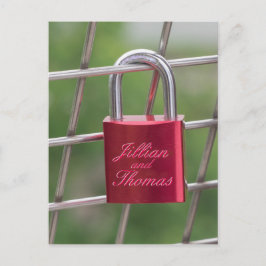 Älskare Padlock Specialiserad röd calligrafisk tex Vykort