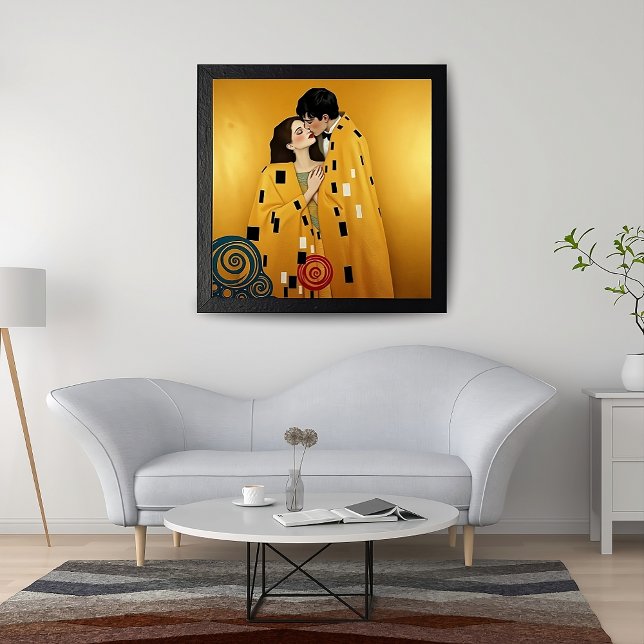 Älskare par Kissing i Guld ❤️ Nouveau Art Poster (Skapare uppladdad)