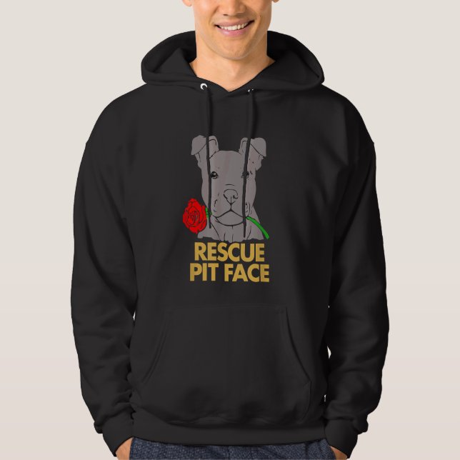 Älskare Rädding Pit Ansikte Pitbull Bulldog Hund R Hoodie (Framsida)