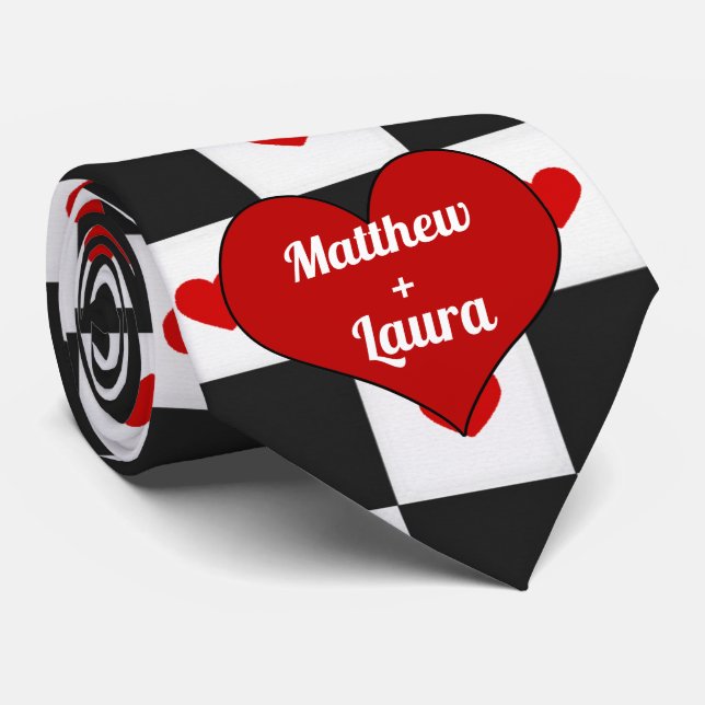 Älskare Red Heart med Checkerboard Slips (Rullad)