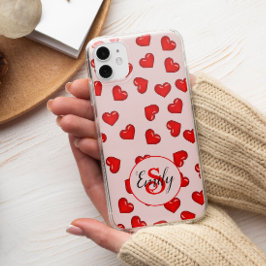 älskare Red Hjärtat på Soft rosa monogrammad namn