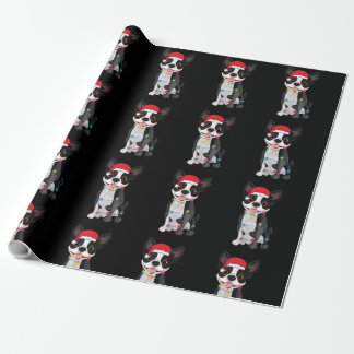 Älskare Santa Funny Boston Terrier Santa Hat Lig Presentpapper