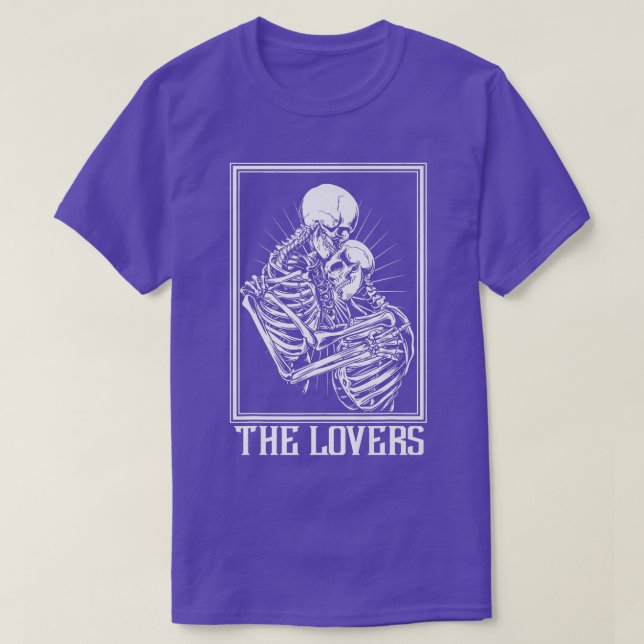 Älskare Skeleton Tarot Card Gothic Witch Occult T Shirt (Design framsida)