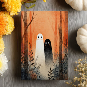 Älskare Spöken Spooky Cute Watercolor Halloween Vykort