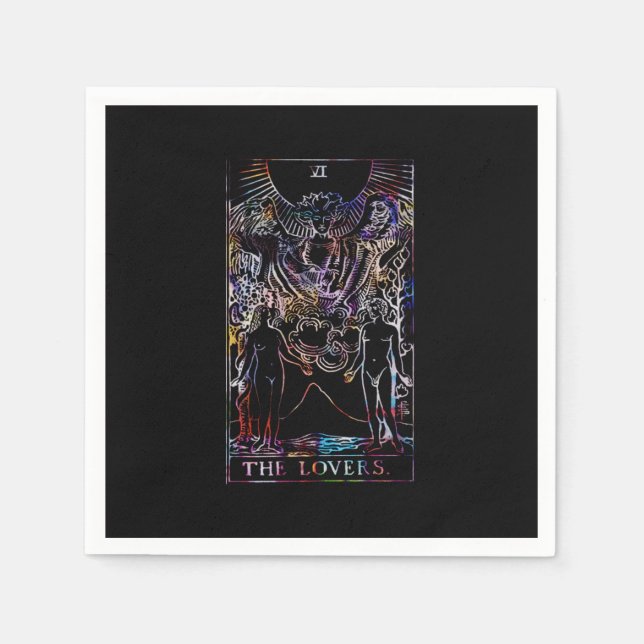 Älskare Tarot Card Bröllop Napkin Pappersservett (Framsidan)