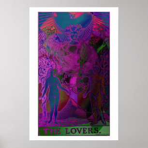 Älskare Tarot Card Psychedelic Poster