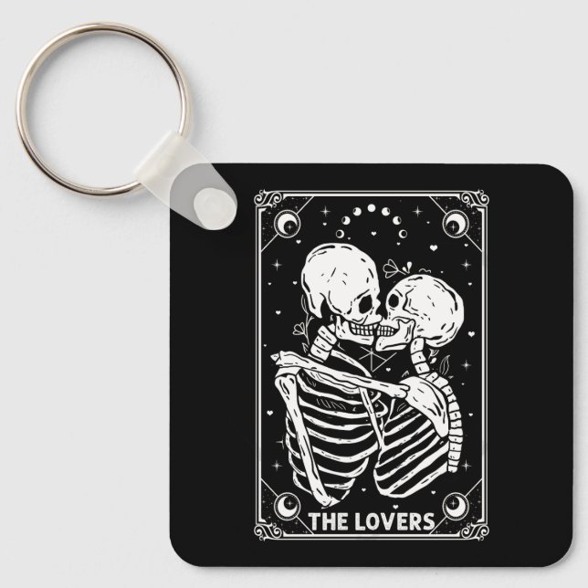 Älskare Tarot Card Skeleton Valentine Gothic Ha Nyckelring (Framsida)