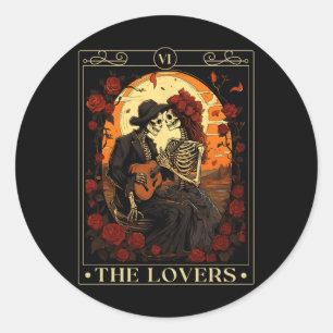 Älskare Tarot Card Skeleton Valentine Gothic Ha Runt Klistermärke