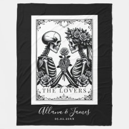 Älskare Tarot Card Skeletons Bröllop Fleecefilt