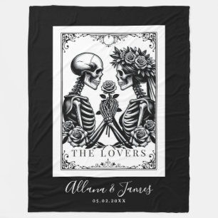 Älskare Tarot Card Skeletons Bröllop Fleecefilt