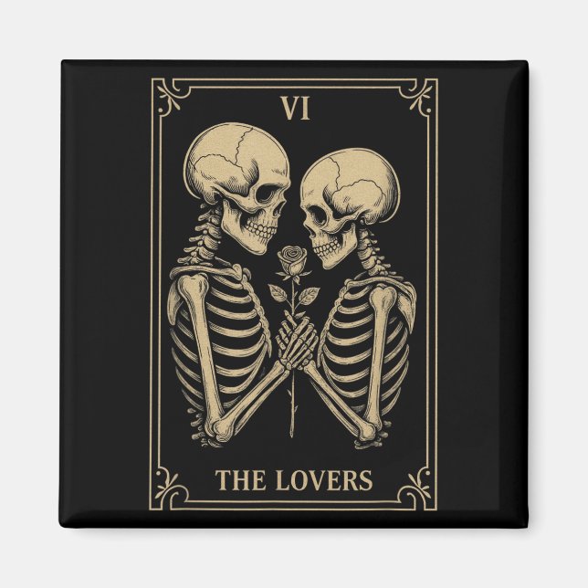 Älskare Tarot Skeleton är ett bra avlopp för Gothi Magnet (Framsidan)