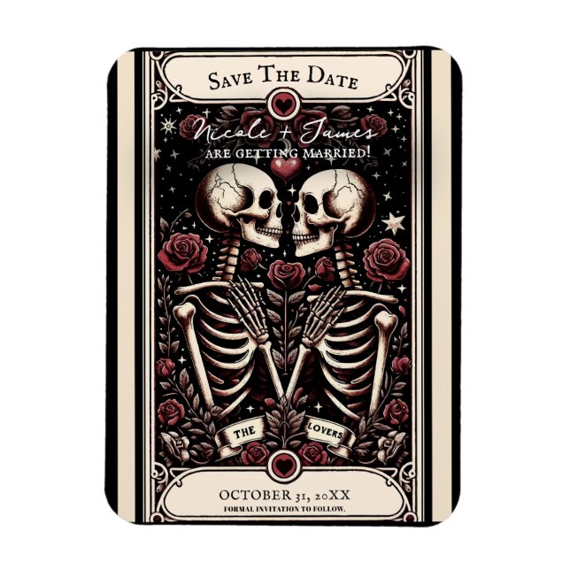 ÄLSKARE Tarot Skeleton Kärlek Spara datumet Magnet (Vertikal)