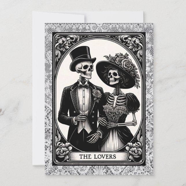 Älskare Tarot Victorian Snöre Gothic Bröllop Inbjudningar (Framsida)