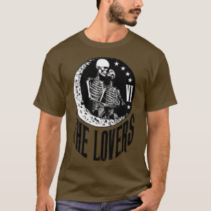 Älskare Tarotkort Skeleton Måne Crescent Vinta T Shirt