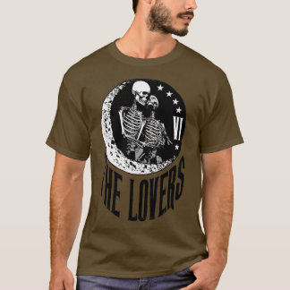 Älskare Tarotkort Skeleton Måne Crescent Vinta T Shirt
