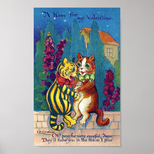 Älskares katt på Alla hjärtans dag, Louis Wain Poster