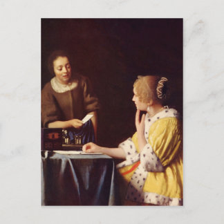 Älskarinna och stöd av Johannes Vermeer Vykort