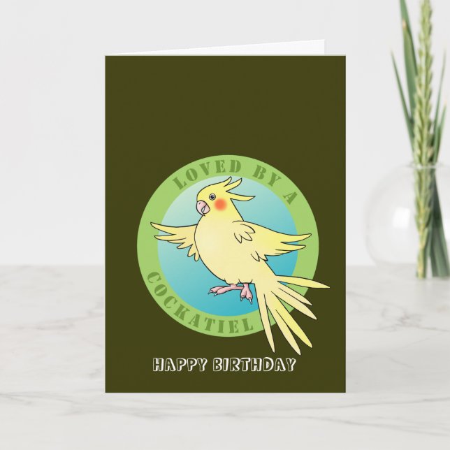 Älskat av ett kort för Cockatielfågelfödelsedag (Framsida)