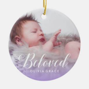 Älskat för babyfoto för lilor   namn & julgransprydnad keramik