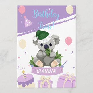 Älskbar Koala Födelsedagskort med Ballonger & Fest Tack Kort