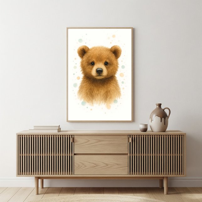 Älsklig akvarellporträtt av björnunge poster (Skapare uppladdad)