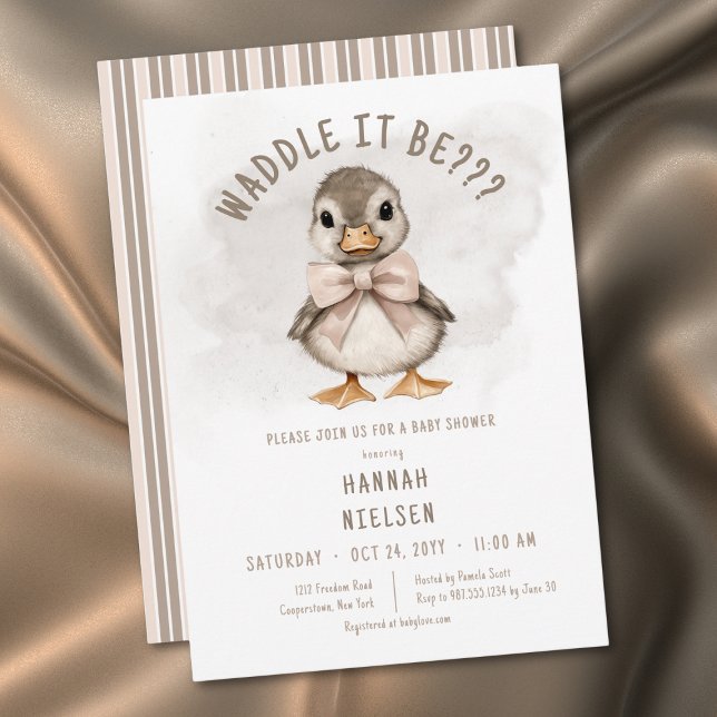 Älsklig Ankunge Vackla Det Kommer Vara Bebisfest Inbjudningar (Adorable Duckling Waddle It Be Baby Shower Invitation)