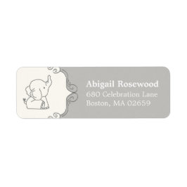 Älsklig baby elefant | Baby Shower adress Returadress Etikett