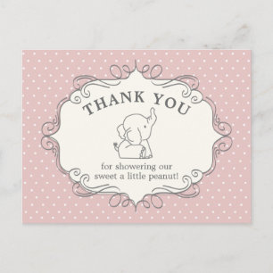 Älsklig baby elefant Baby Shower Tackkort Vykort
