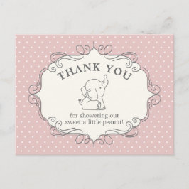Älsklig baby elefant | Baby Shower Tackkort Vykort