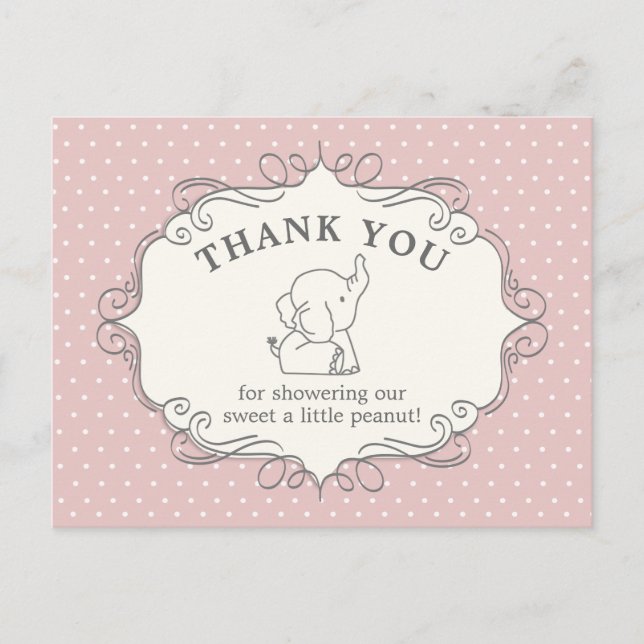 Älsklig baby elefant | Baby Shower Tackkort Vykort (Framsida)