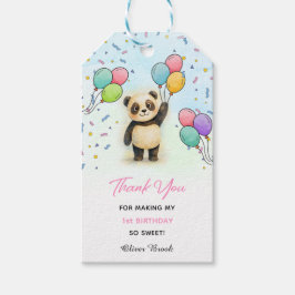 Älsklig Baby Panda 1-års Födelsedags Tacksamhet Presentetikett
