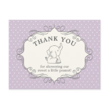 Älsklig bebis elefant | Bebis shower tackkort