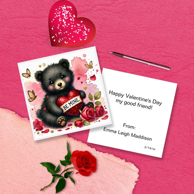 Älsklig Björnunge Klassrumsvalentin Anteckningskort (Skapare uppladdad)